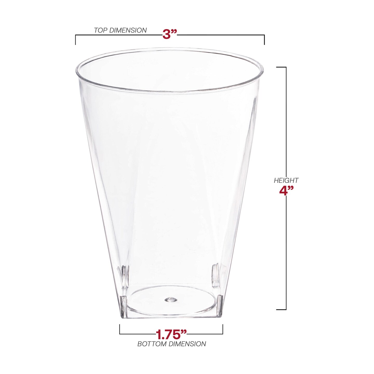 Clear Square Bottom Disposable Plastic Cups - 10 oz. (500 Cups)