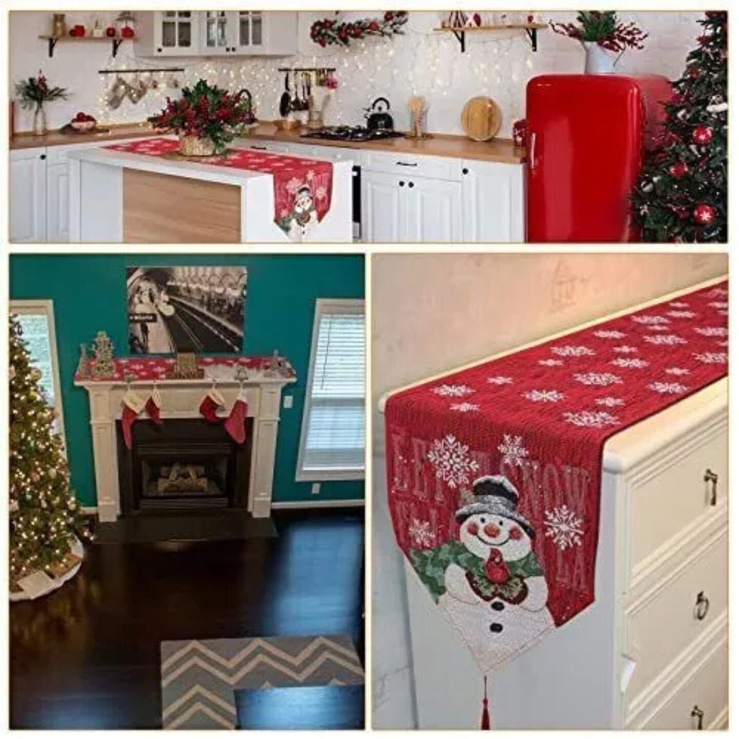 Kitcheniva Christmas Table Runner Snowflakes Dining Decor 70" x 30"