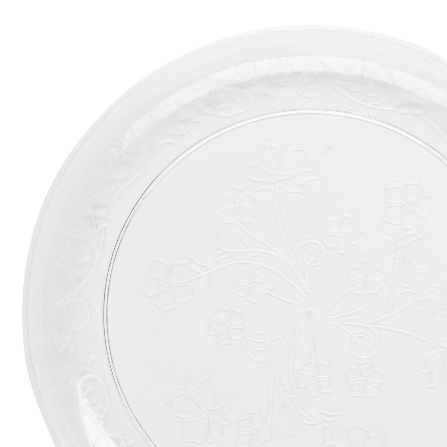 Clear Floral Round Disposable Plastic Appetizer/Salad Plates - 7&#x22; (240 Plates)