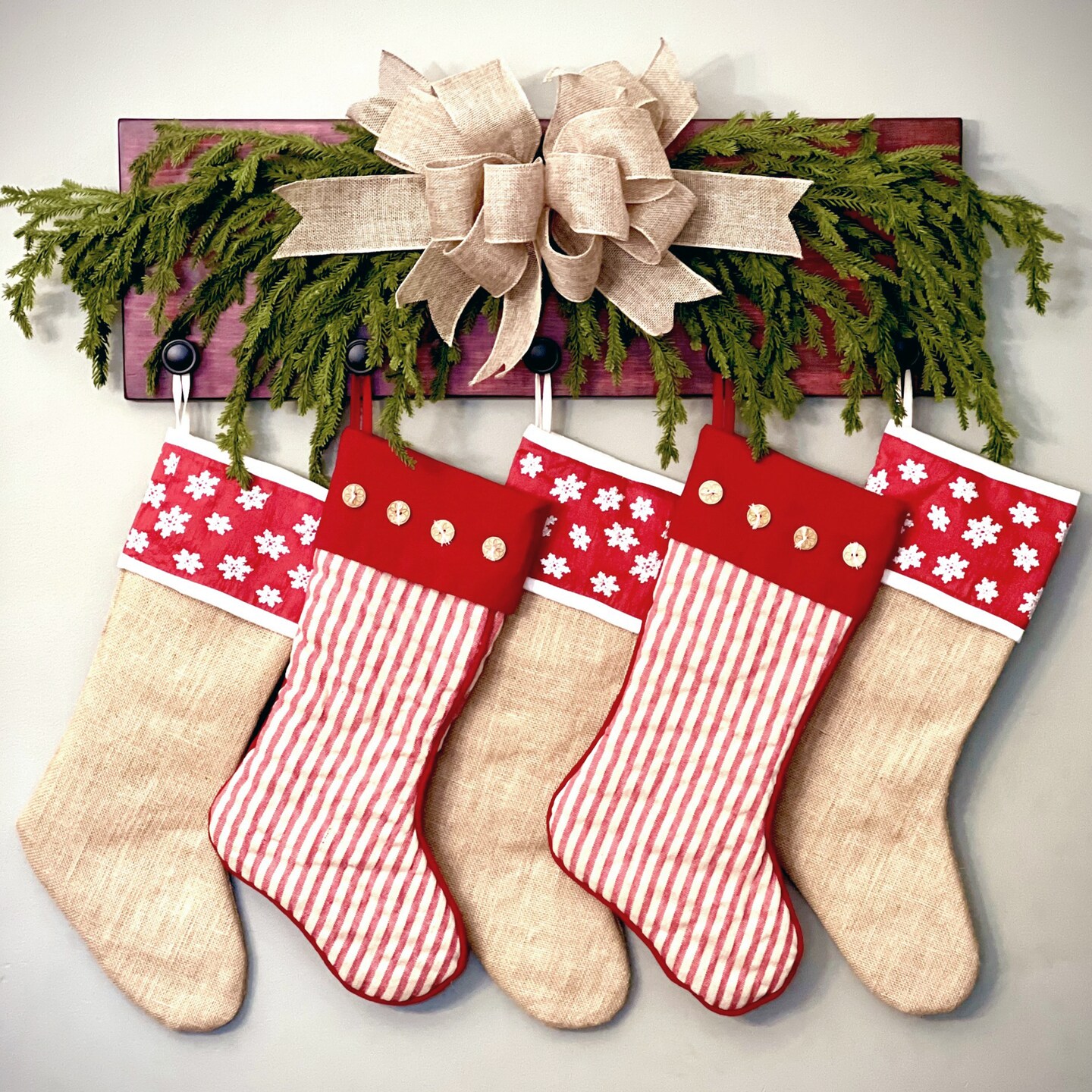 Christmas Stocking Hanger, Wall Mount Stocking Holder, Rustic Stocking Hanger for Wall, Christmas Wall Decor, Farmhouse Christmas Decor product 2