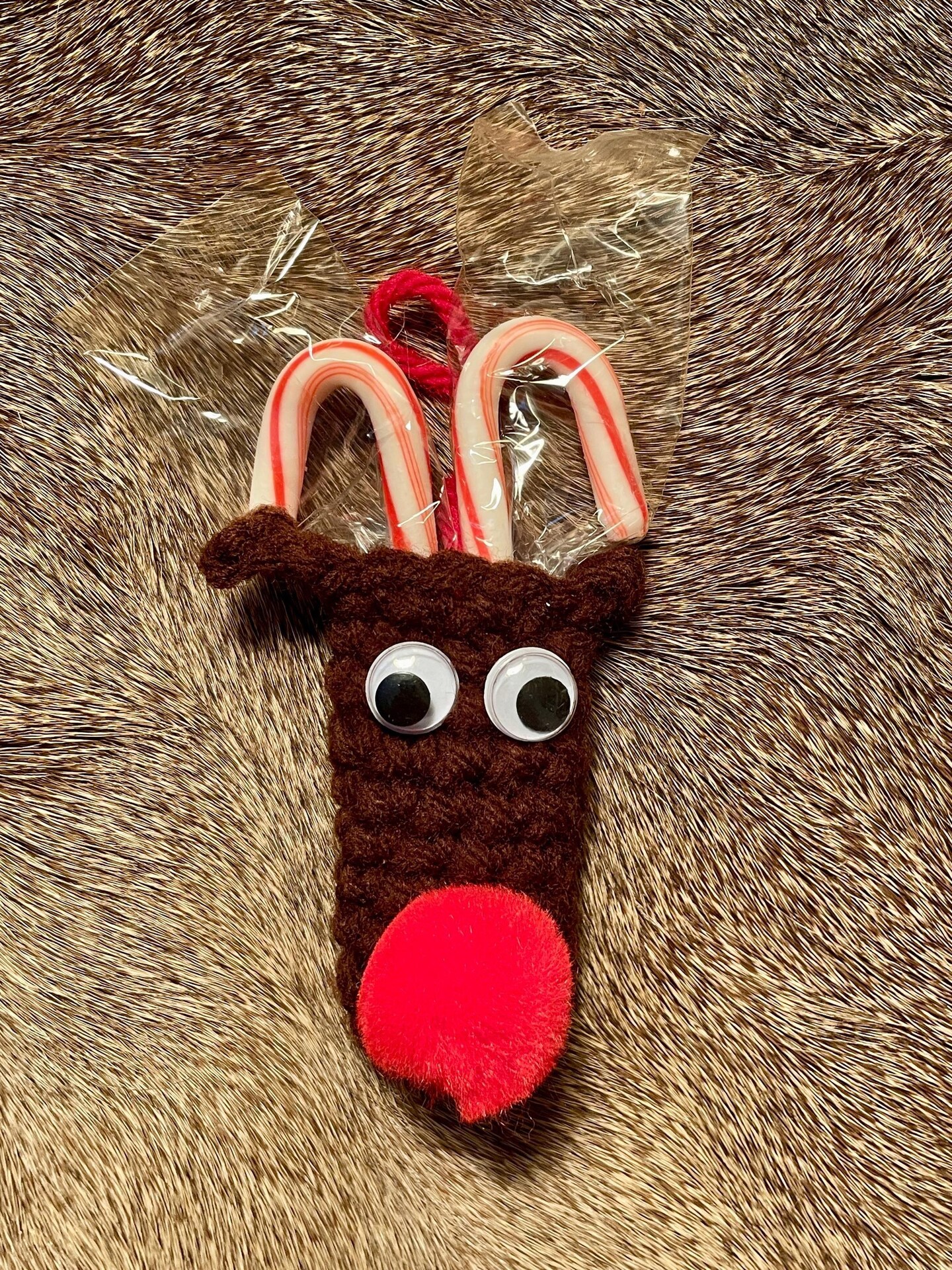 Reindeer Candy Cane Holder, Christmas Ornament, Stocking Stuffer, Gift Topper, Children's gift, Crochet candy cane holder, gift for students product 4
