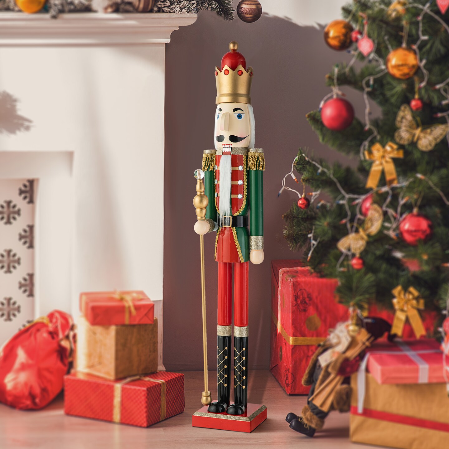 42&#x22;H Wooden Christmas King/Soldier Nutcracker Porch Decor
