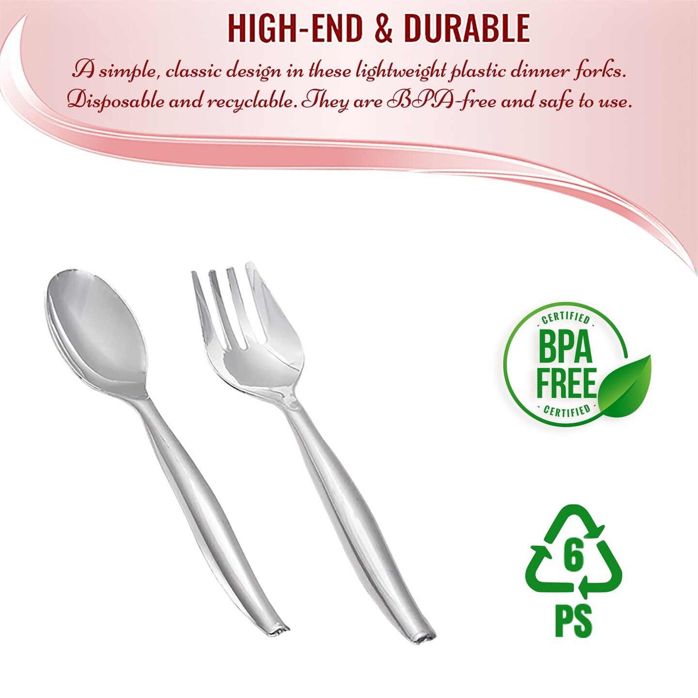 Silver Disposable Plastic Serving Flatware Set (150 Pairs)