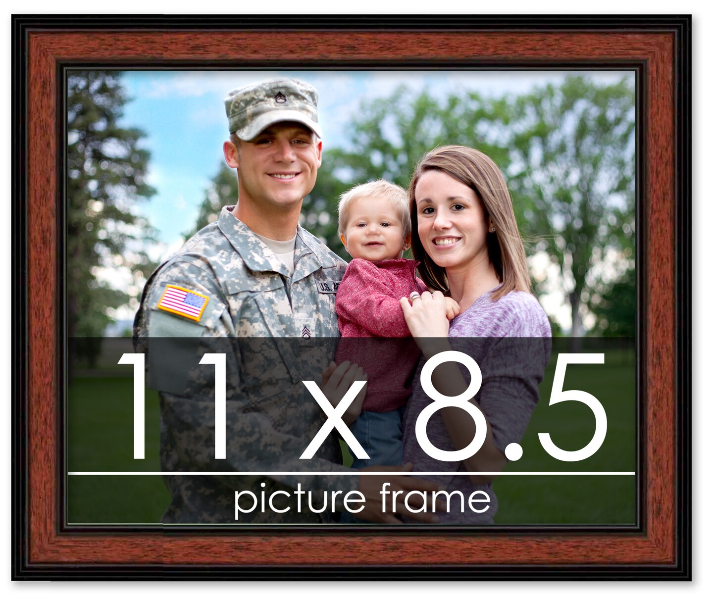 Photo Size Simple Brown Picture Frame - UV Acrylic, Foam Board Backing, Hanging Hardware