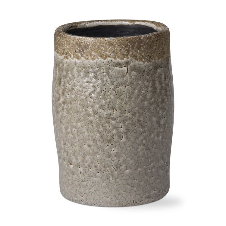 Crackle Glazed Rustic Vase Tall Gray