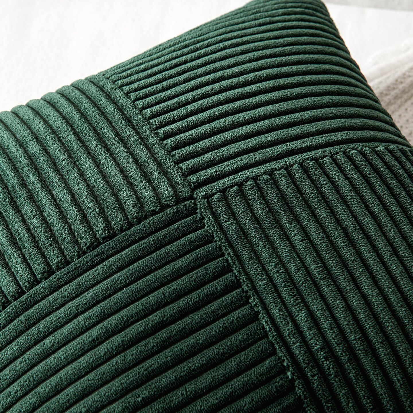 Christmas Army Green Corduroy Pillow Covers Pack of 2 Boho Decorative Spliced Throw Pillow Covers Soft Solid Couch Pillowcases Cross Patchwork Cushion Covers for Living Room Bed Sofa 18x18 inch