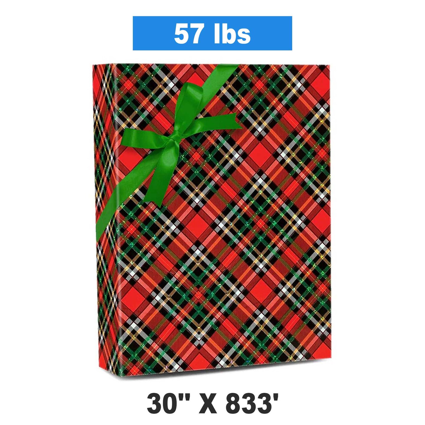 Plaid Christmas Wrapping Paper Gold / Red Plaid 30 &#x27;&#x27;*833 &#x27;
