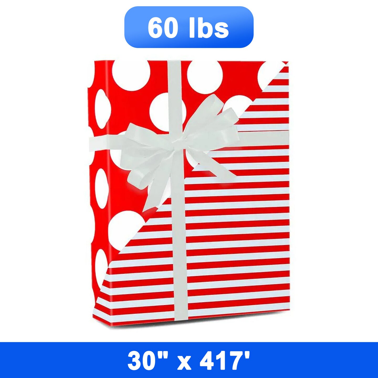 Classic Striped Gift Wrap 30&#x22; x 417&#x22; Roll 60 lbs
