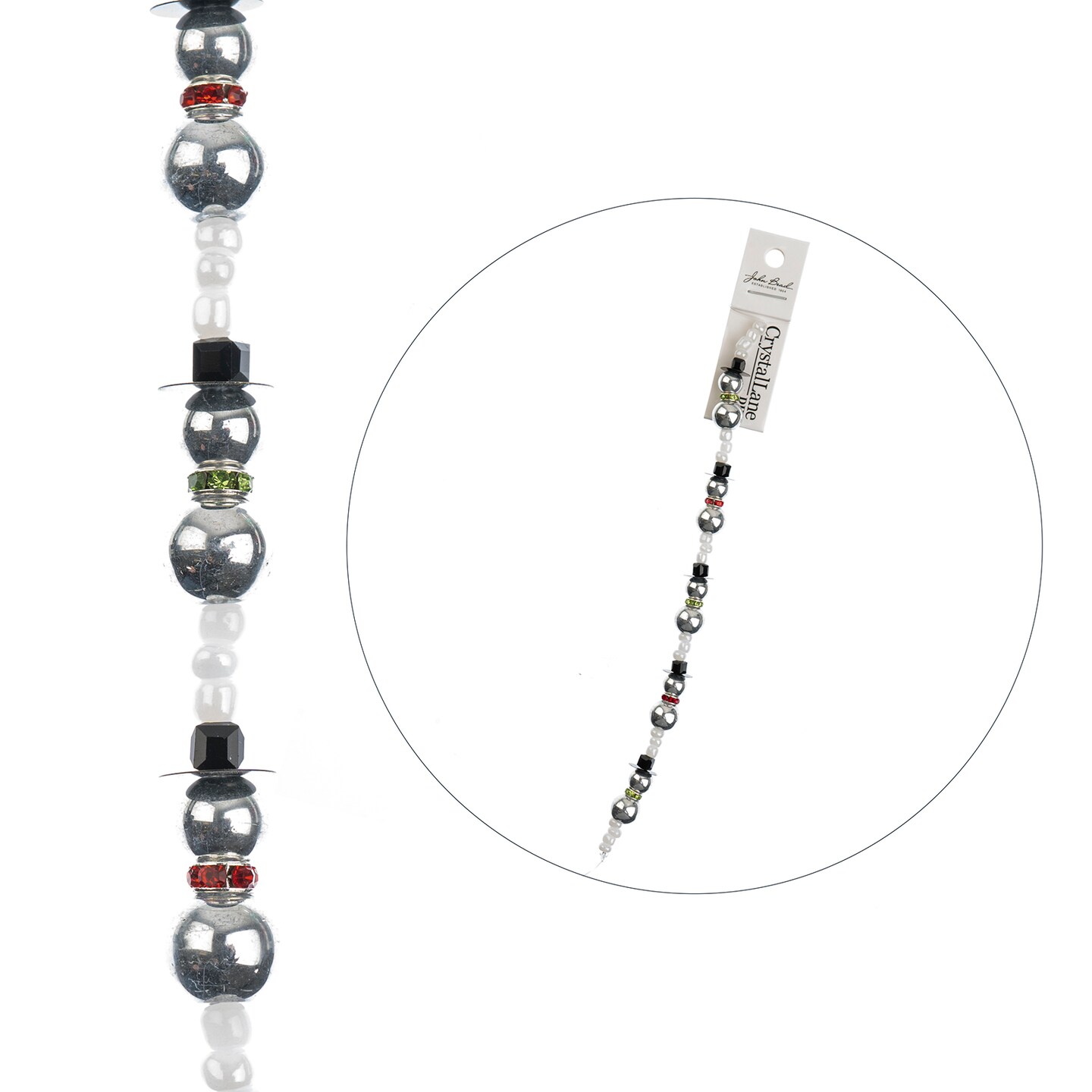 Crystal Lane DIY 7&#x22; Designer Holiday Glass Bead Mix Strand