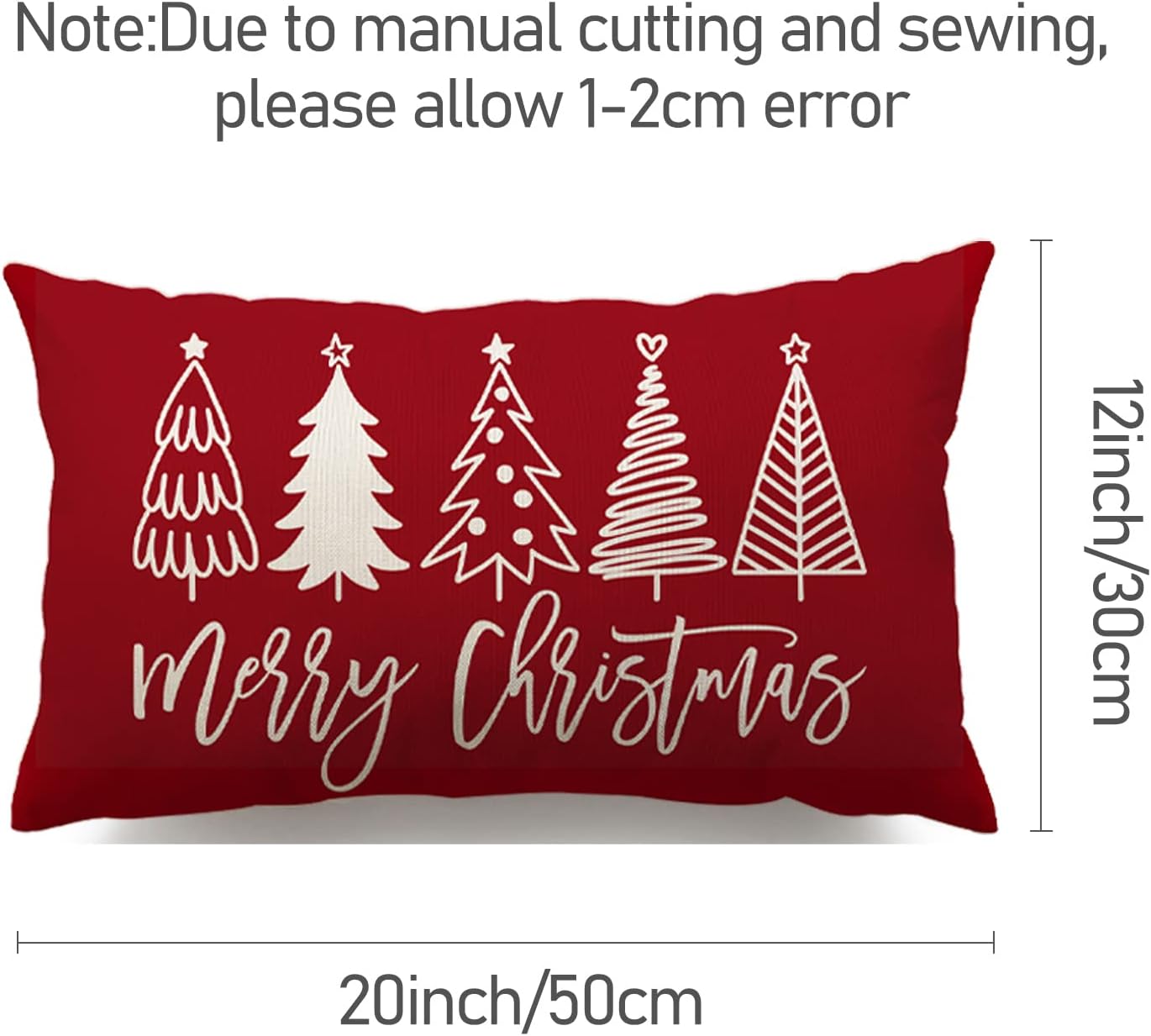 Merry Christmas Pillow Cover 12x20 Farmhouse Christmas Throw Lumbar Pillow Cover Decorations Christmas Tree Holiday Decor Case for Home Couch