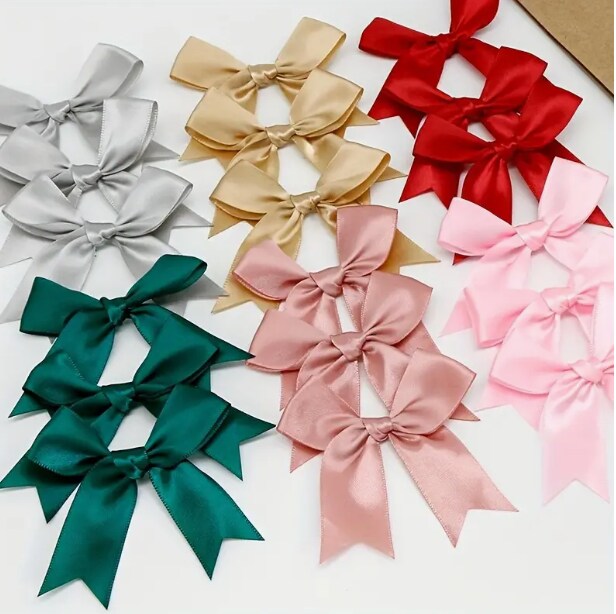 12 Ct Peach Bows Satin Ribbon