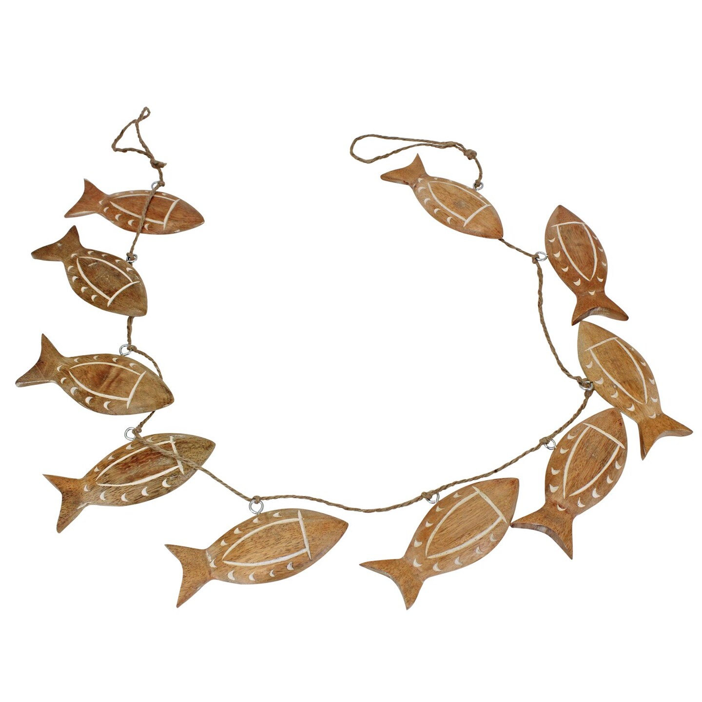 50&#x22; CARVED WOOD FISH GARLAND