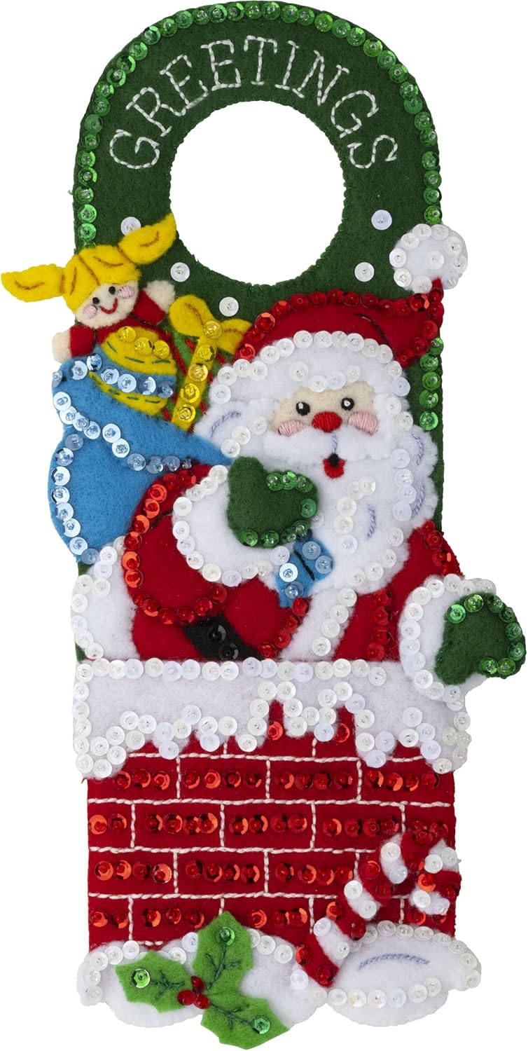 Felt Applique 2 Piece Door Hanger Kit, Holiday, Perfect for DIY Arts and Crafts, 89471E