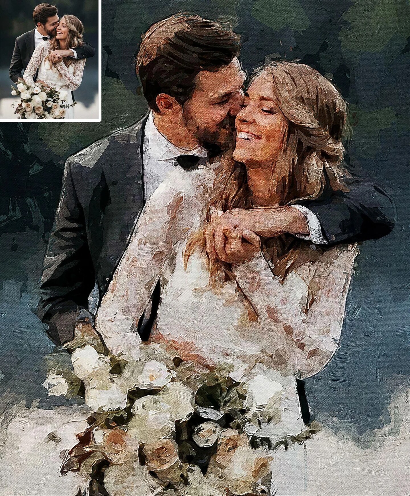 product name is Painting From Photo, Digital Oil Painting Print On Canvas, Personalized Custom Couple Portrait From Photo, Wedding, Anniversary