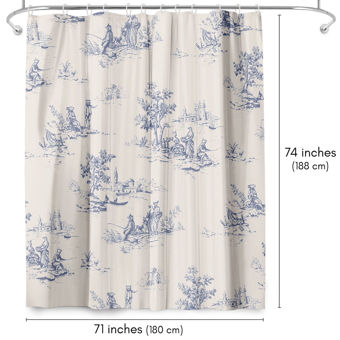Americanflat 71x74 Animal Jouy Shower Curtain - 100% Polyester Shower Curtain
