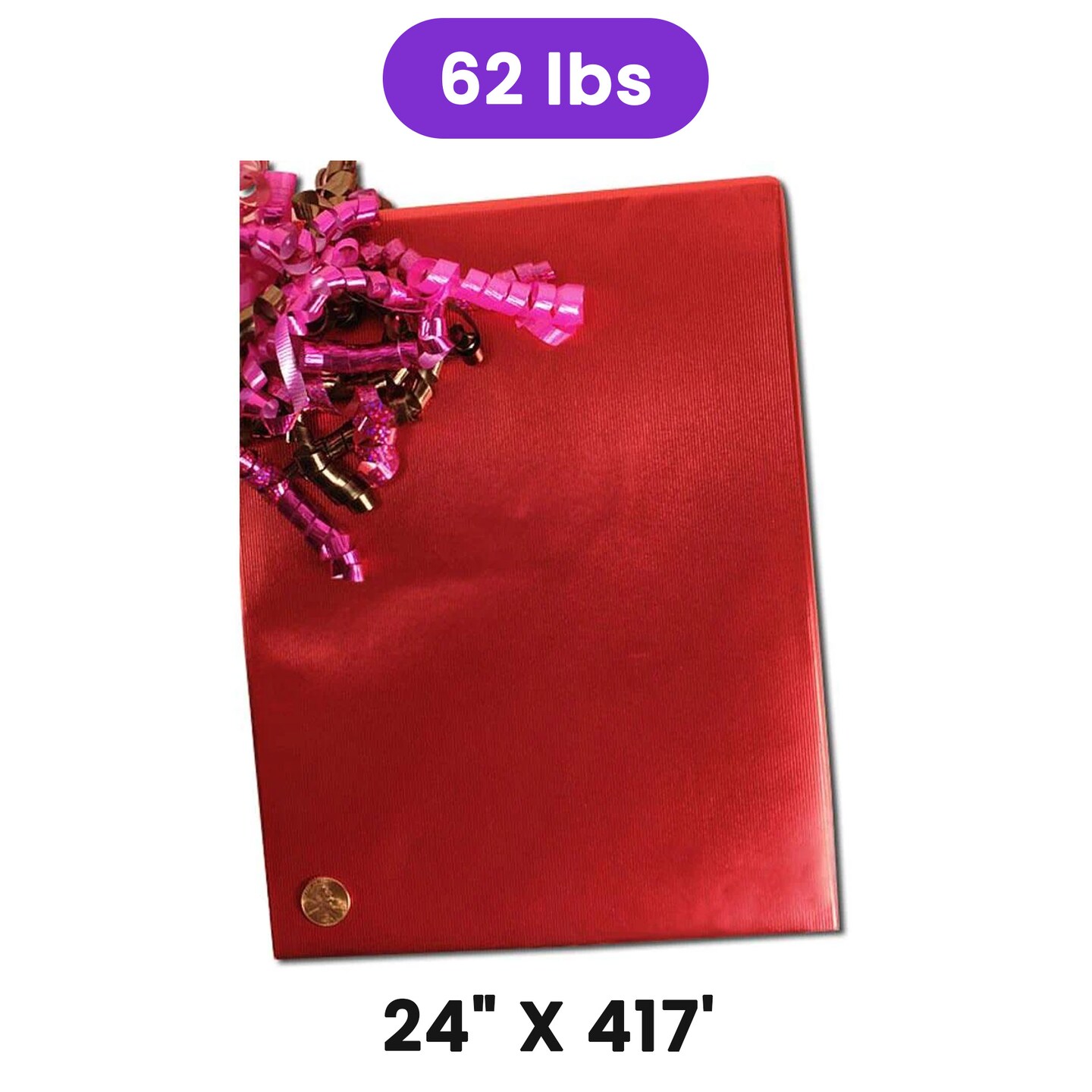 Cranberry Red Embossed Metallic Wrapping Paper 24&#x22; x 417&#x22; Roll