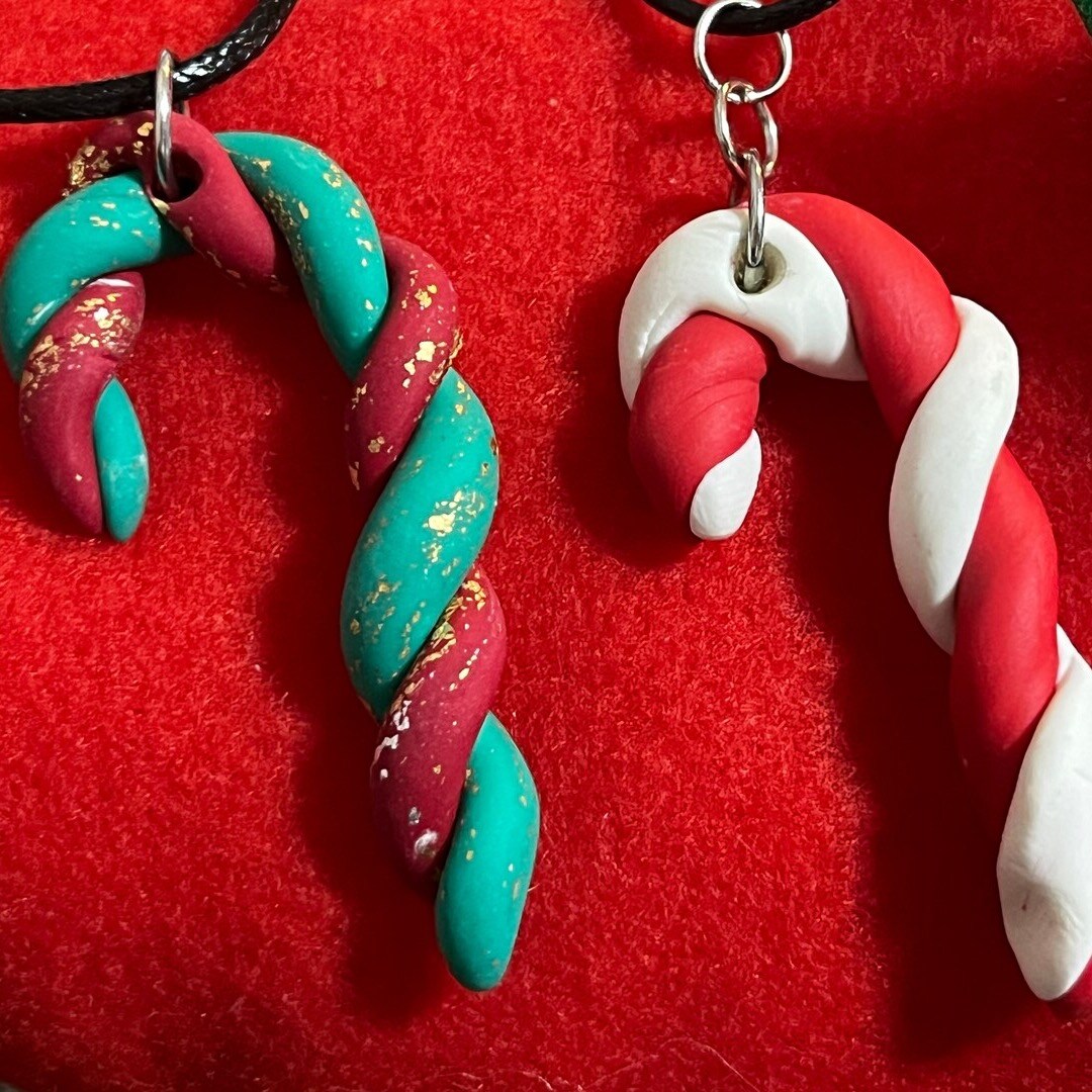 Learn to make Polymer Clay Candy Cane Necklace