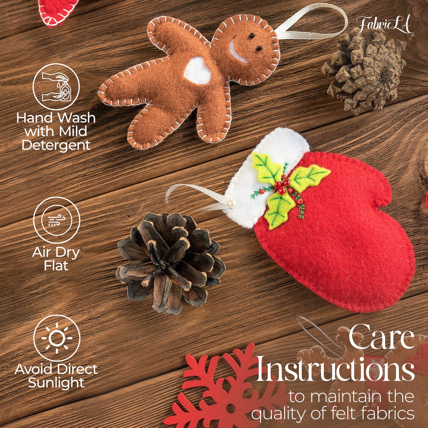 FabricLA Craft Felt Fabric - 18" X 18" Inch Wide & 1.6mm Thick Felt Fabric - Red 402 - Use This Soft Felt for Crafts - Felt Material Pack