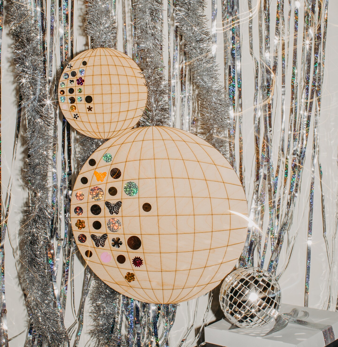 New Years Wood Disco Ball Cutout, From 6"- 22", Decor | Woodpeckers