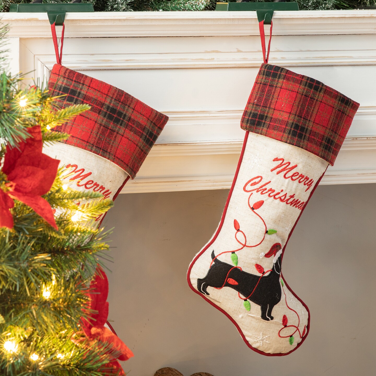 Set of 2 21&#x27;&#x27;L Christmas Stockings - Red Truck/Dachshund
