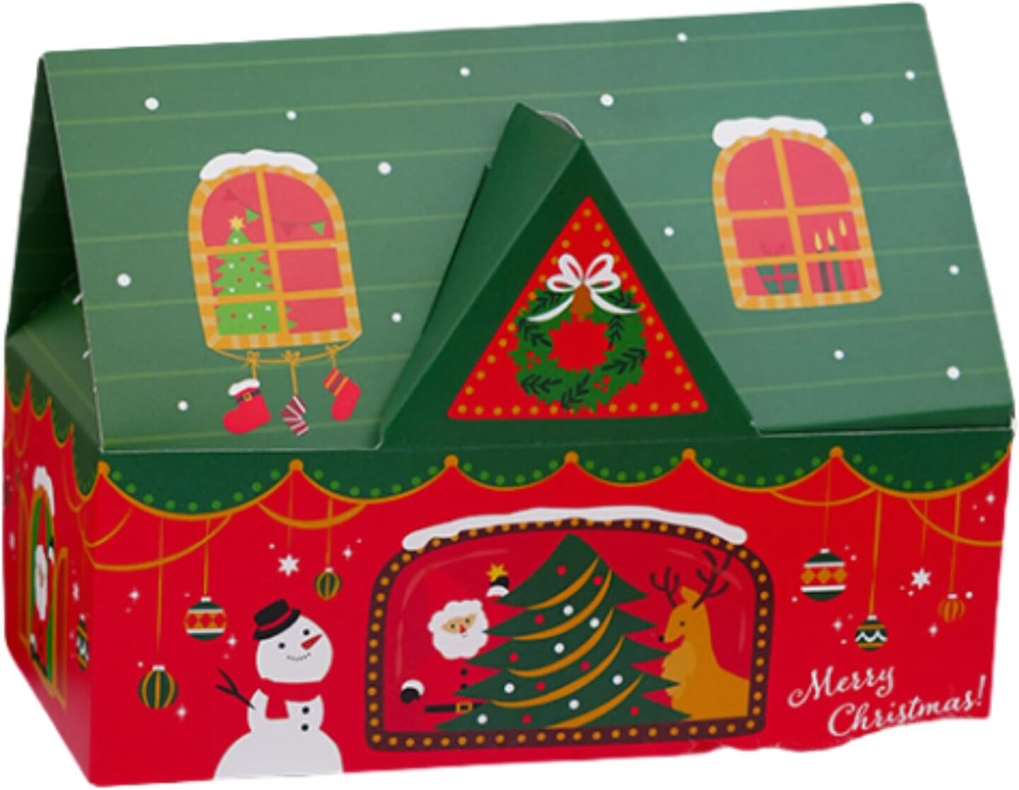 Christmas Cookie Boxes, Bakery Boxes for Home and Gift Use, Decorative Containers, Green and Red