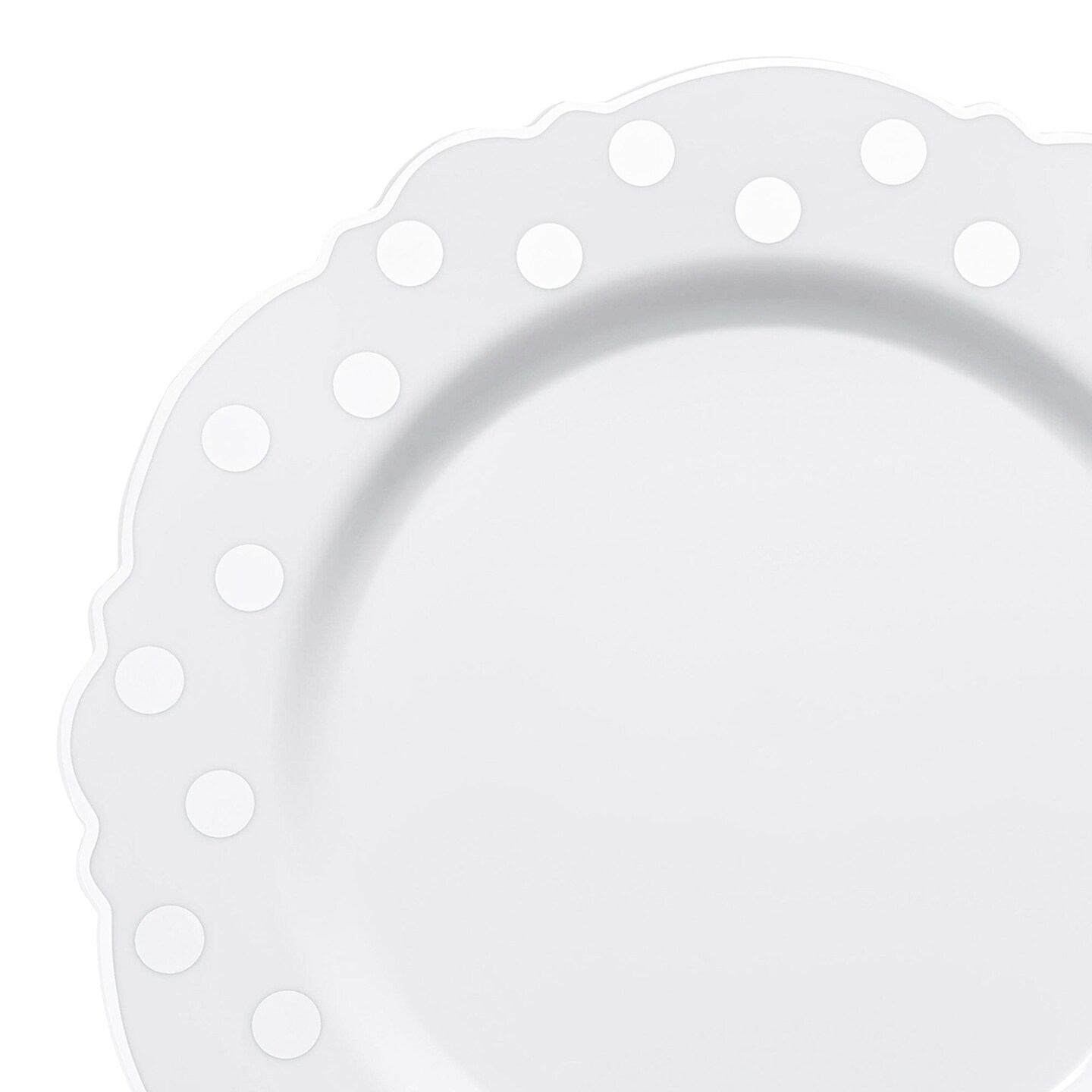 White with Silver Dots Round Blossom Disposable Plastic Salad Plates - 7.5" (120 Plates)