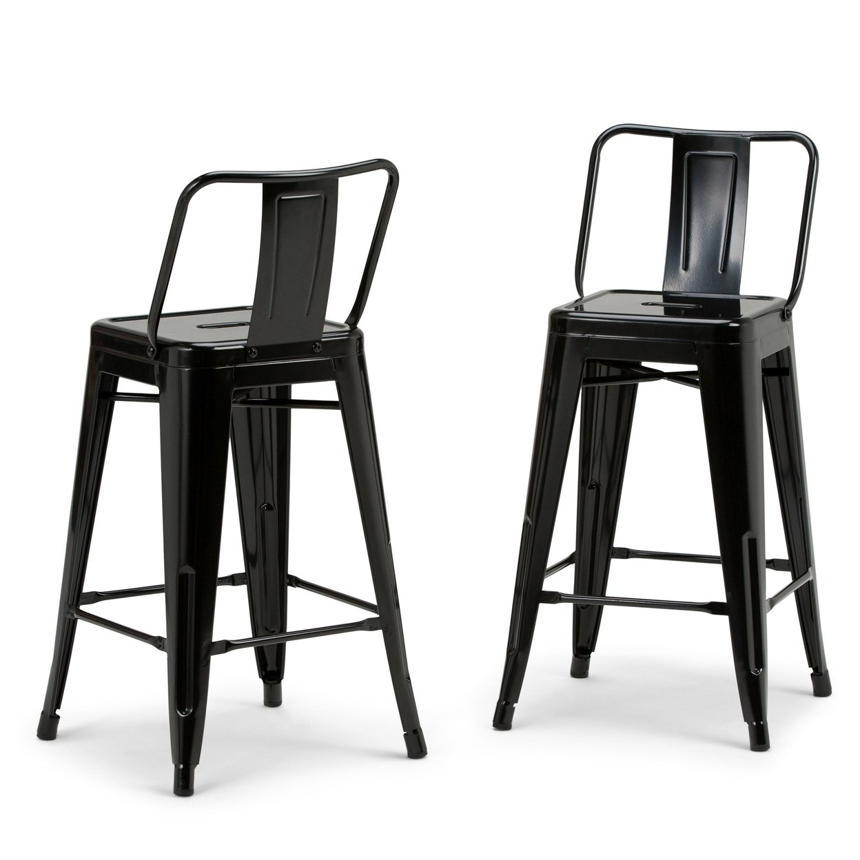Simpli Home Rayne Industrial Metal 24"Counter Height Stool (Set Of 2) Modern