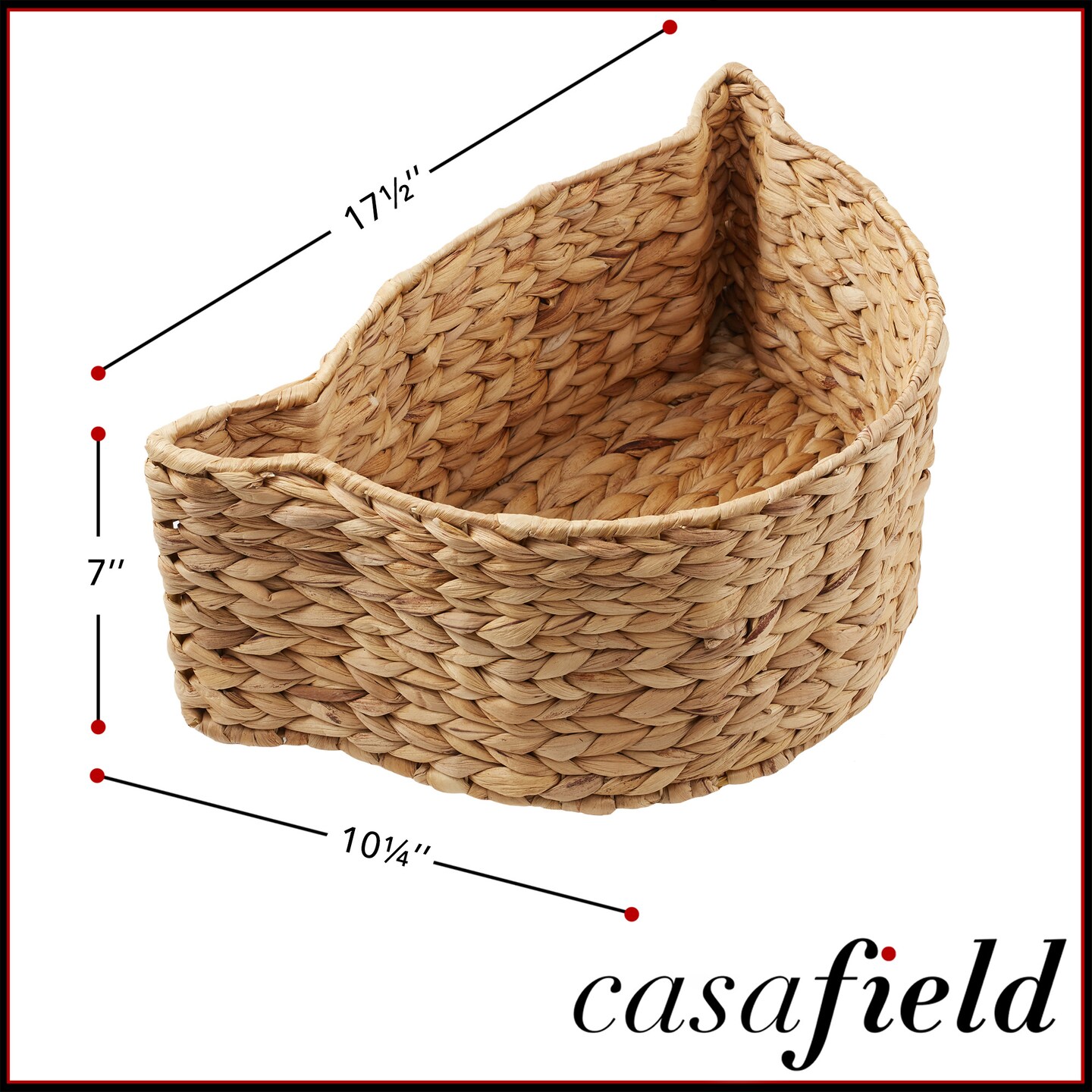 Casafield Cat Shaped Storage Basket, Woven Water Hyacinth Pet Toy Organizer Bin