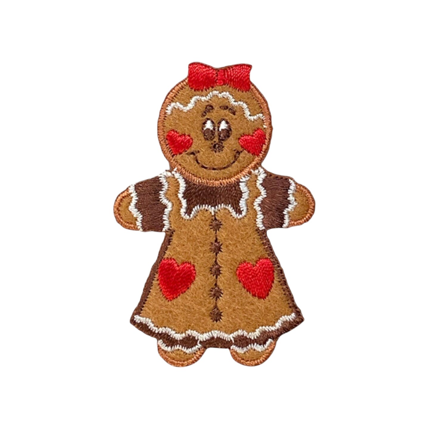 Gingerbread Woman, Christmas Cookie, Embroidered, Iron on Patch
