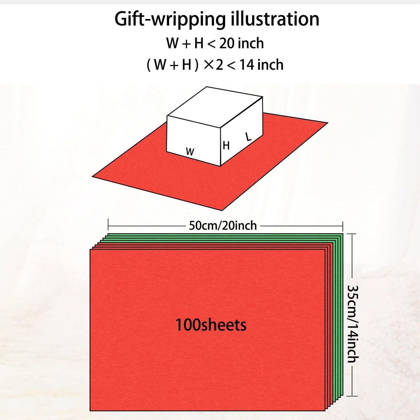 100 Sheets 20&#x22;X14&#x22; Red and Green Tissue Paper Bulk for Gift Bags,Gift Wrapping Arts Craft Party Favor Christmas Decoration