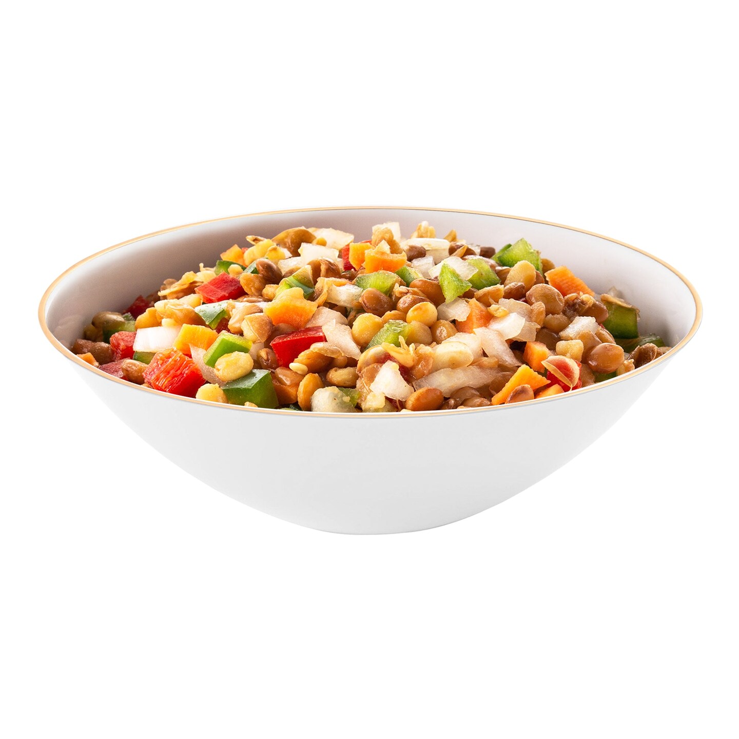 White with Gold Rim Organic Round Disposable Plastic Soup Bowls - 16 oz. (120 Bowls)