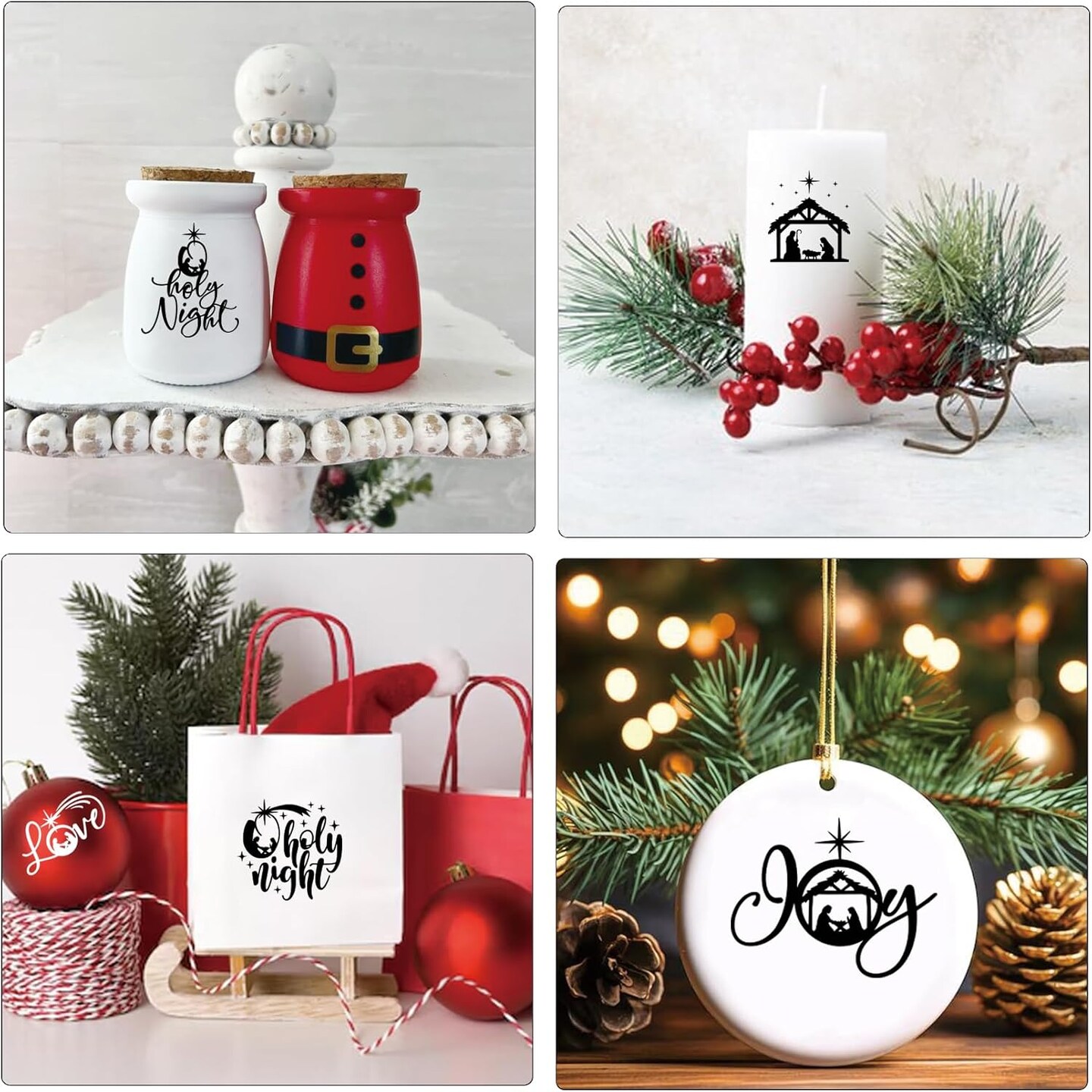 34 Pieces Christmas Nativity Stickers for Crafts Vinyl Christmas Stickers Waterproof Decals for Christmas Ornament Ball Wood Cup Glass Water Bottle Decoration (34 Pcs Nativity)