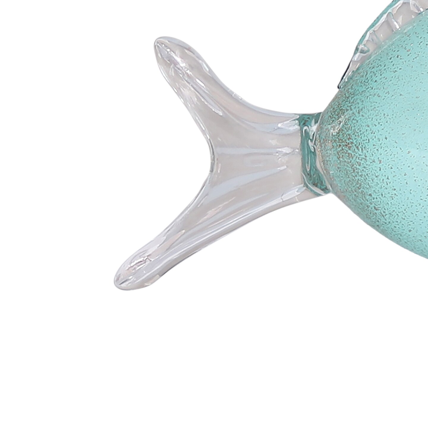 Large Aqua Glass Puffer Fish Vase