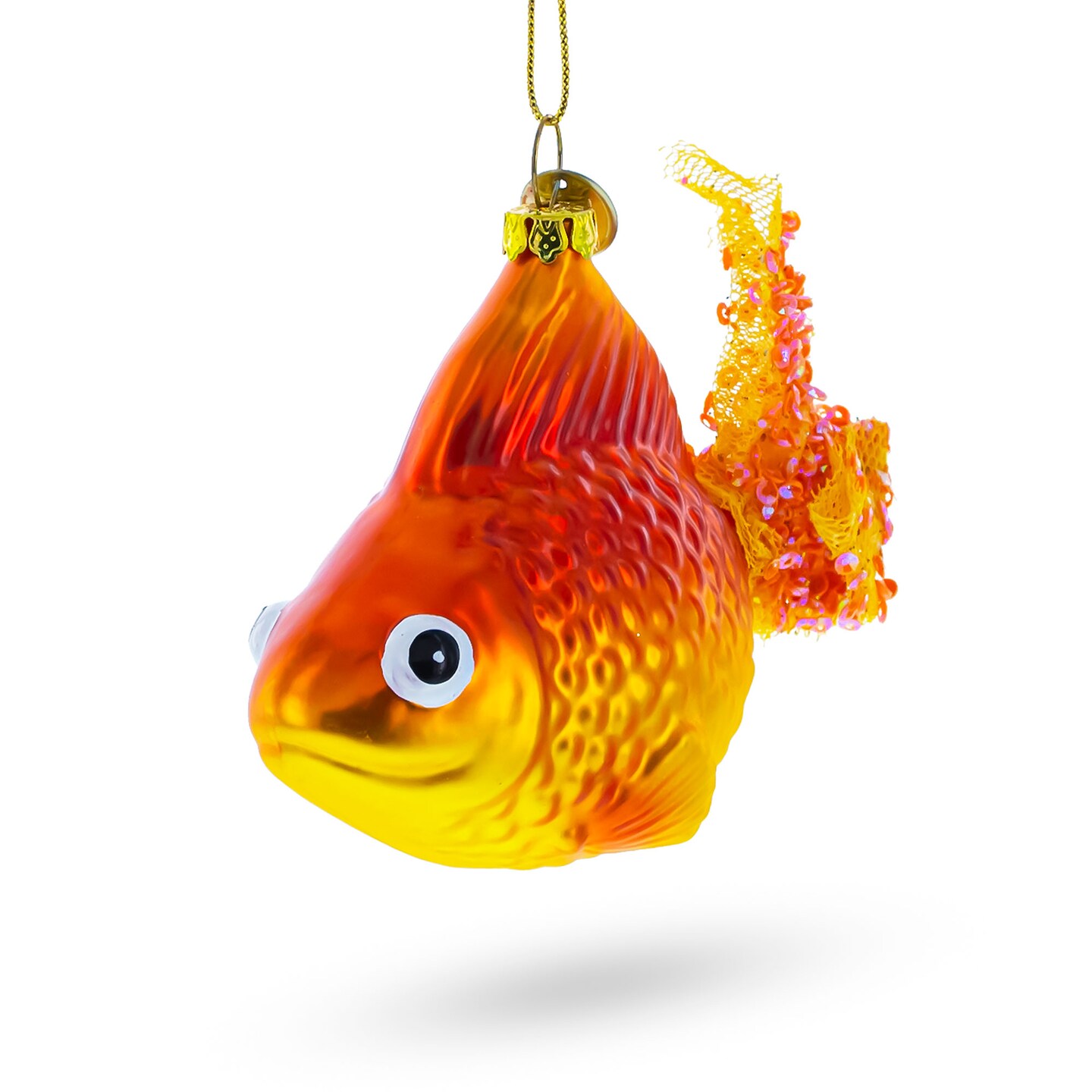 Glistening Goldfish in Aquatic Splendor Blown Glass Christmas Ornament