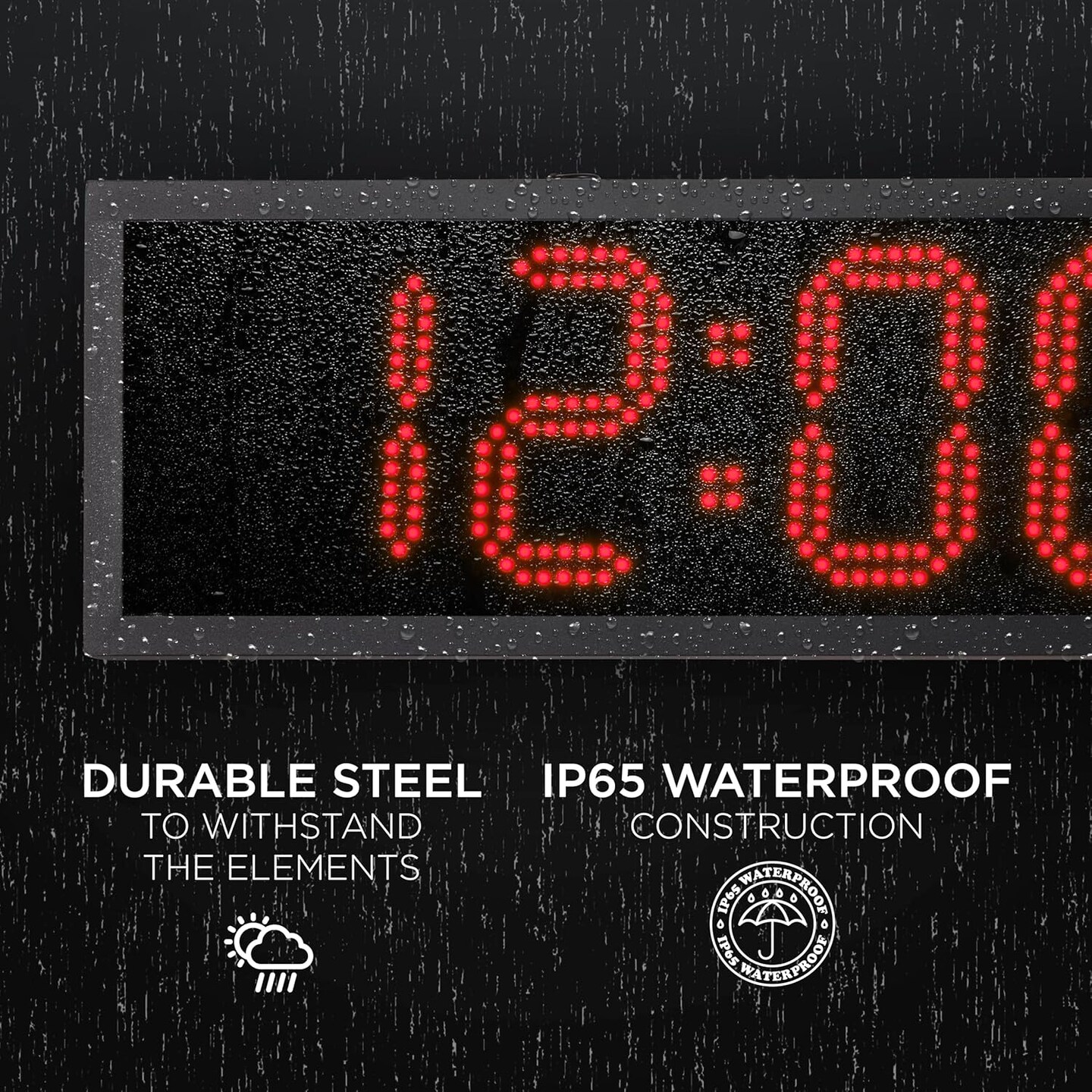 Ivation Waterproof Large Digital Clock, Outdoor Large LED Clock with Stopwatch, Alarms &#x26; More!
