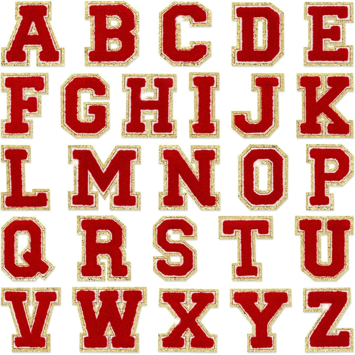 Red Self Adhesive Chenille Letters Patches