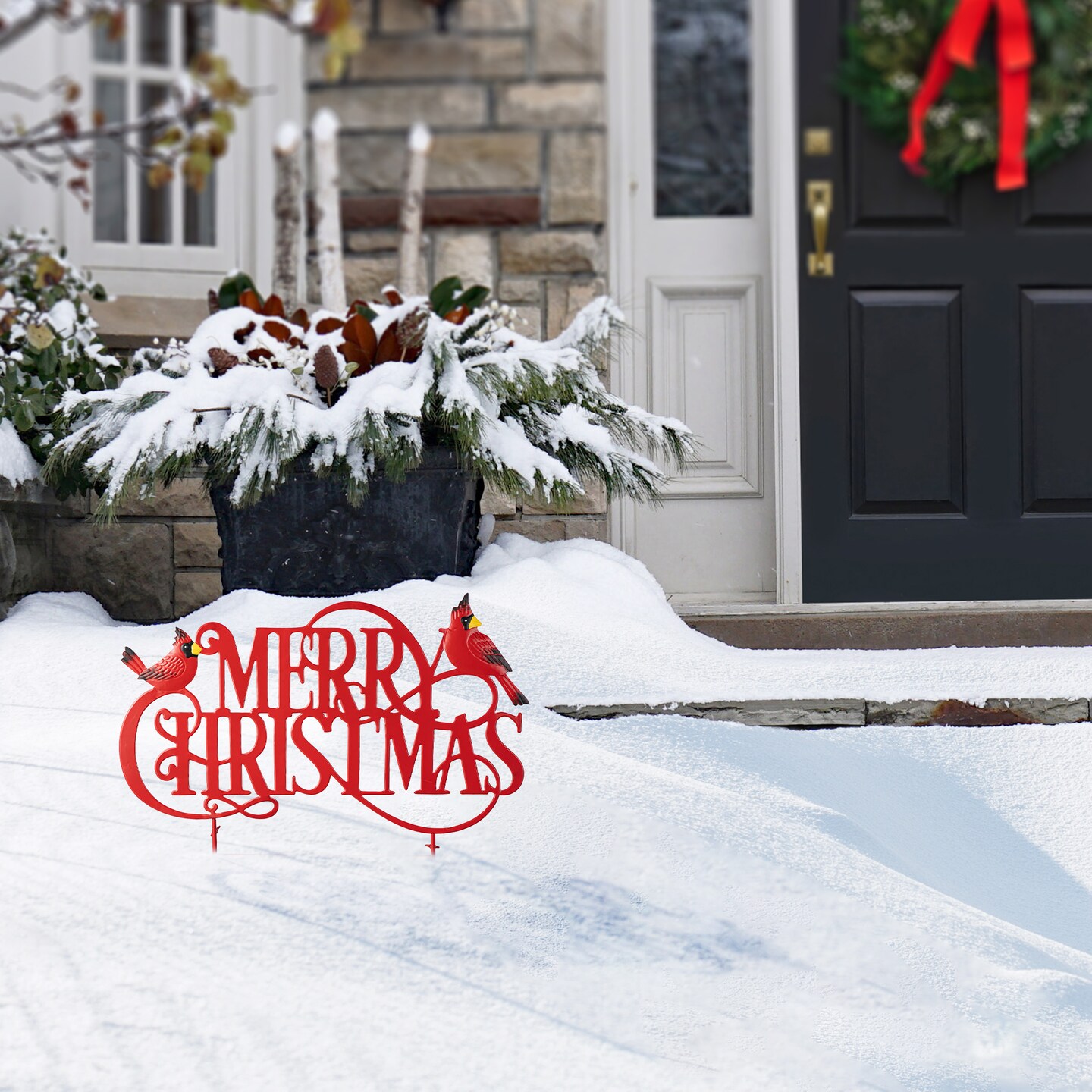 Metal Merry Christmas JOY and NOEL with Bell Yard Stakes