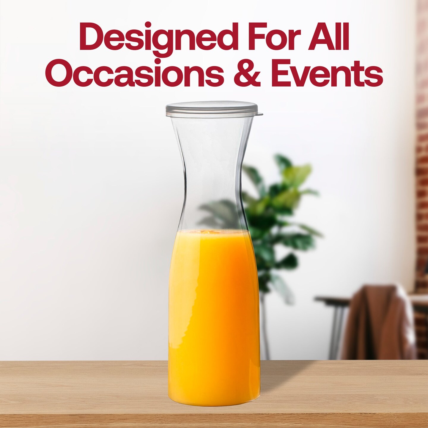 Clear Large Disposable Plastic Wine Carafes with Lids - 35 oz. (12 Carafes)