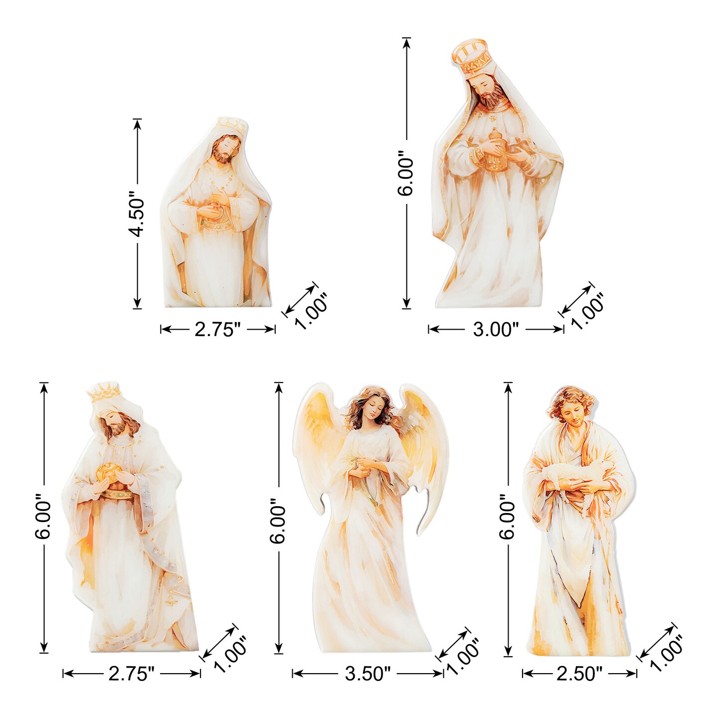 Set of 2 13pcs Christmas Wooden &#x26; Epoxy Resin Nativity Figurine Set