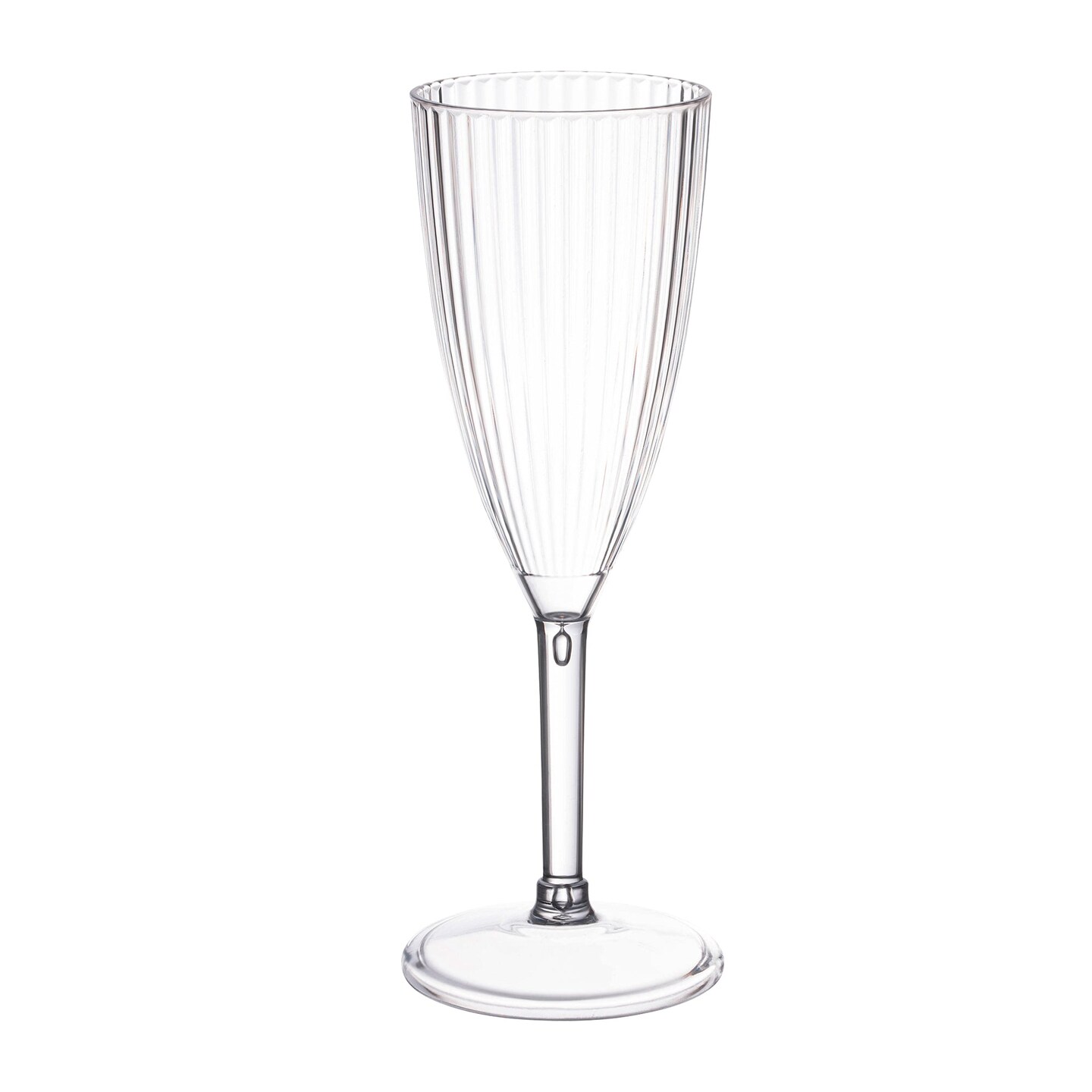 Clear Stripe Round Disposable Plastic Champagne Flutes - 8 oz. (48 Glasses)