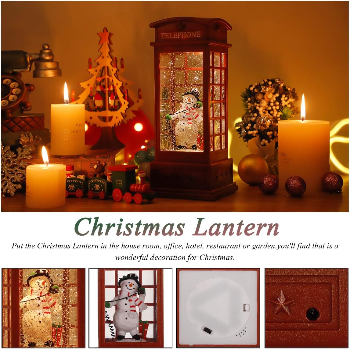 Snow Globe,Christmas Lanterns,Christmas Music Snow Globe Lantern with 6 Hour Timer, Christmas Lantern,Christmas Snow Globe Lantern Water Lantern Snow Globe Xmas Gifts Christmas Decor(Snowman)