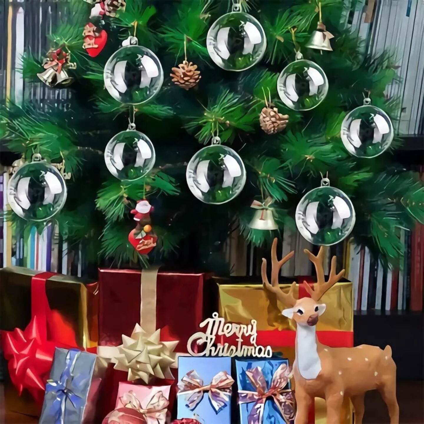 Kitcheniva Christmas Tree Clear Ball Plastic Fillable Sphere Ornament 5 Pcs