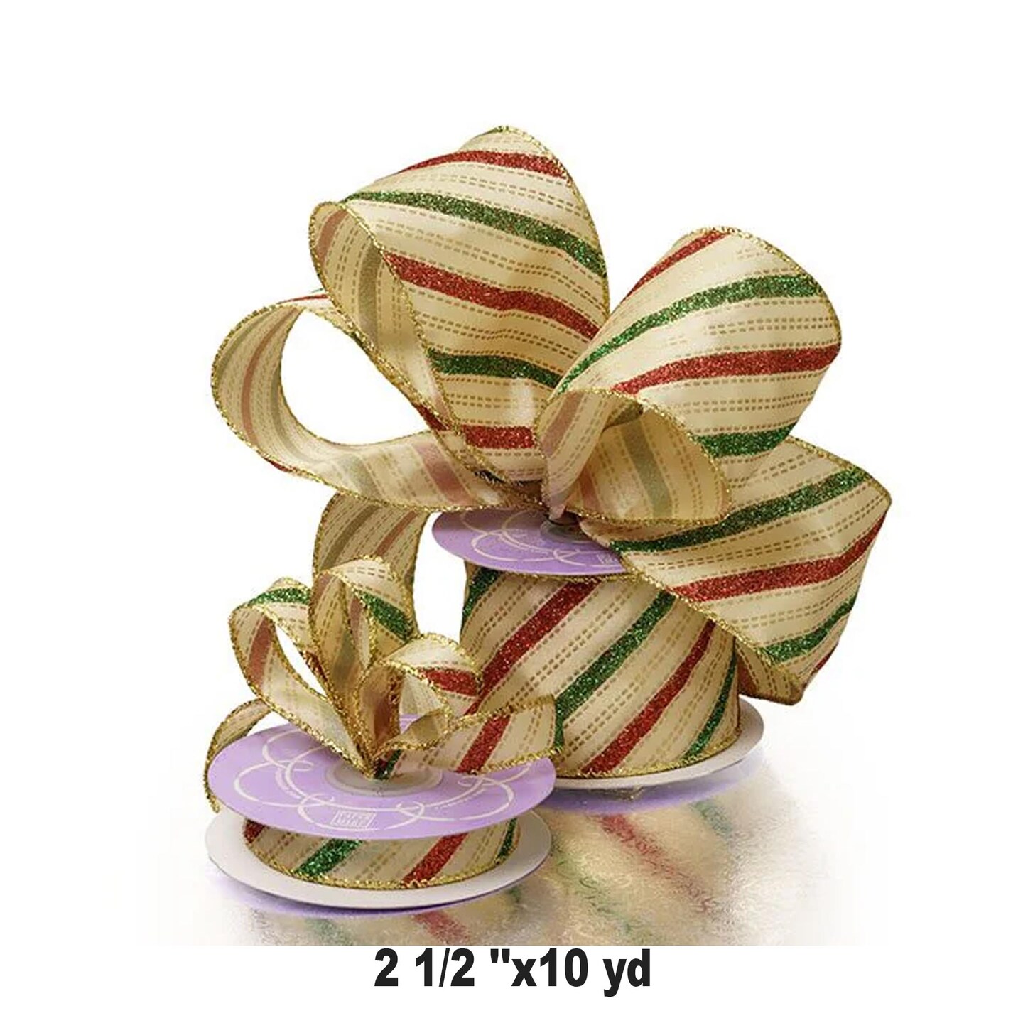 1 Roll Elegant Red &#x26; Green Christmas Ribbon 2.5&#x22; x 10 Yards Festive Holiday Ribbon Roll
