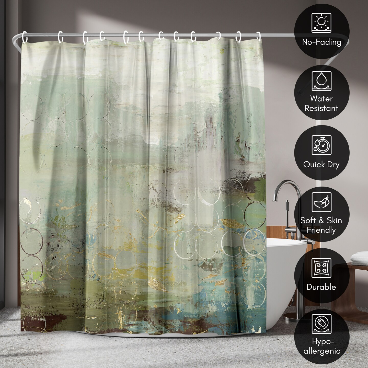 Americanflat 71x74 Liability Shower Curtain - 100% Polyester Shower Curtain