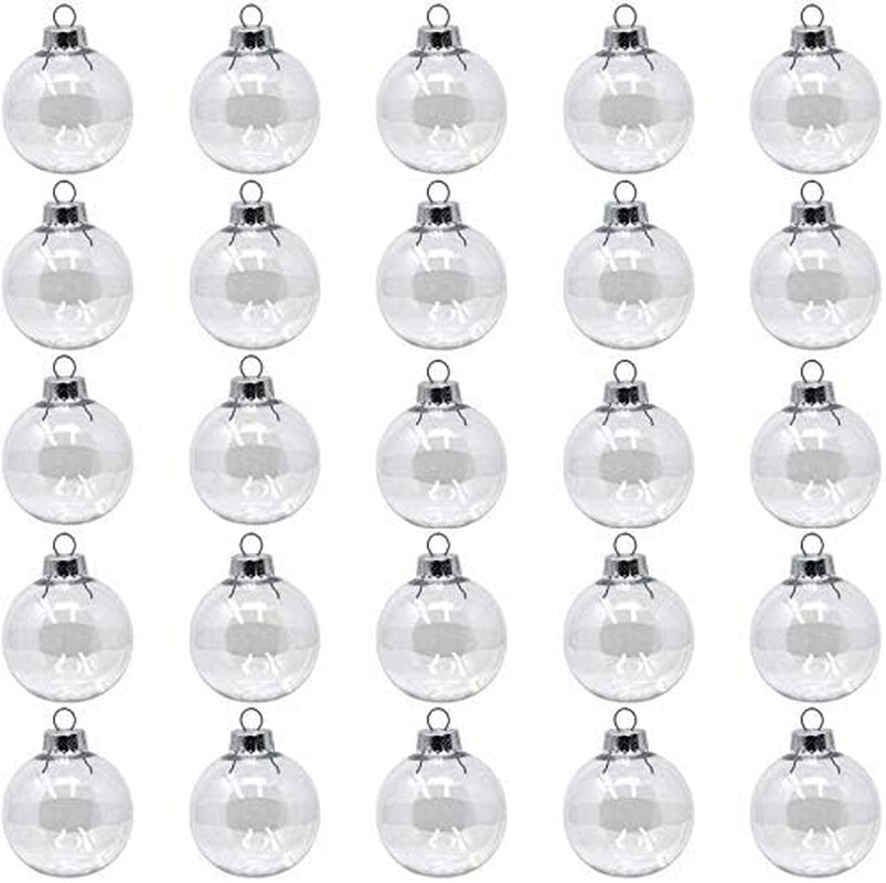 Bulk Value Pack of 25 Pcs - 67Mm (2-5/8 Inch) round Clear Plastic Ball Ornaments - Great for Crafting DIY Christmas Ornaments