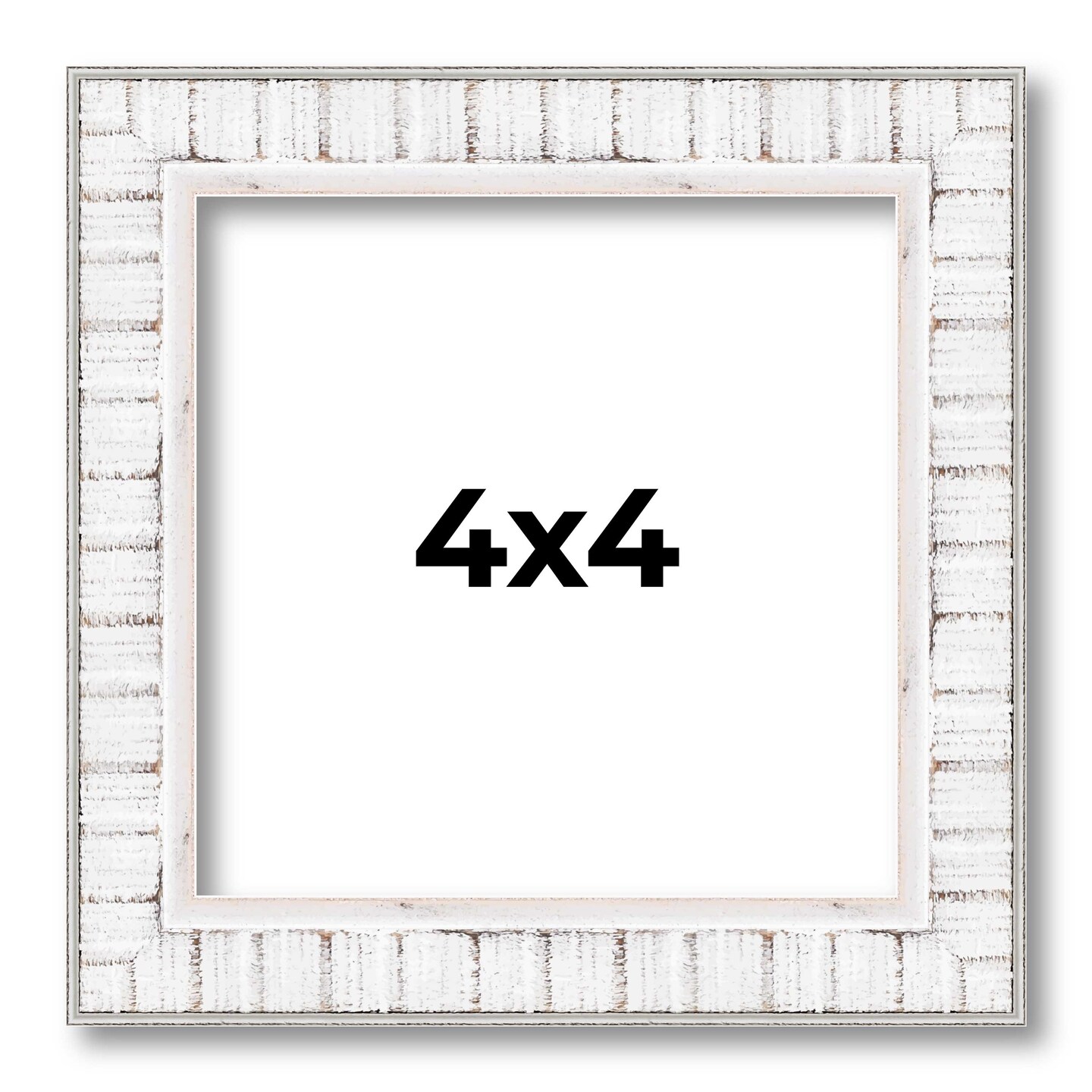 Square Textured White Picture Frame - UV Acrylic, Foam Board Backing, Hanging Hardware