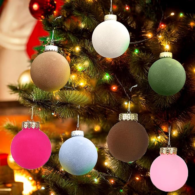 Tree Decorations, Velvet Ornaments for Christmas Tree, Velvet Christmas Ornaments Balls, 2.4 Inch Velvet Christmas Ornaments (A)