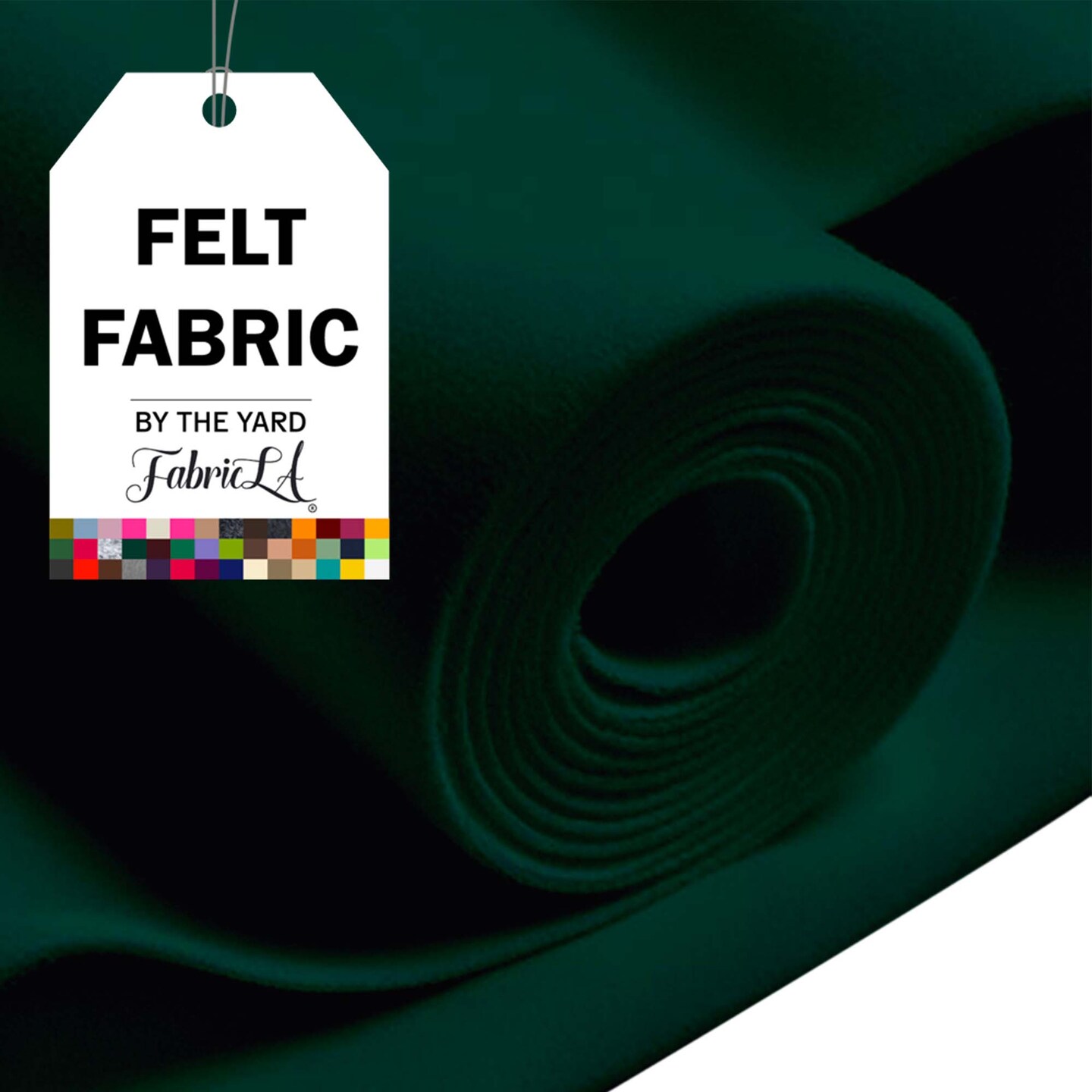 FabricLA Acrylic Felt Fabric - 72&#x22; Inch Wide 1.6mm Thick Felt by The Yard - Use Soft Felt Sheets for Sewing, Cushion, and Padding, DIY Arts &#x26; Crafts (20 Yards, Hunter Green)