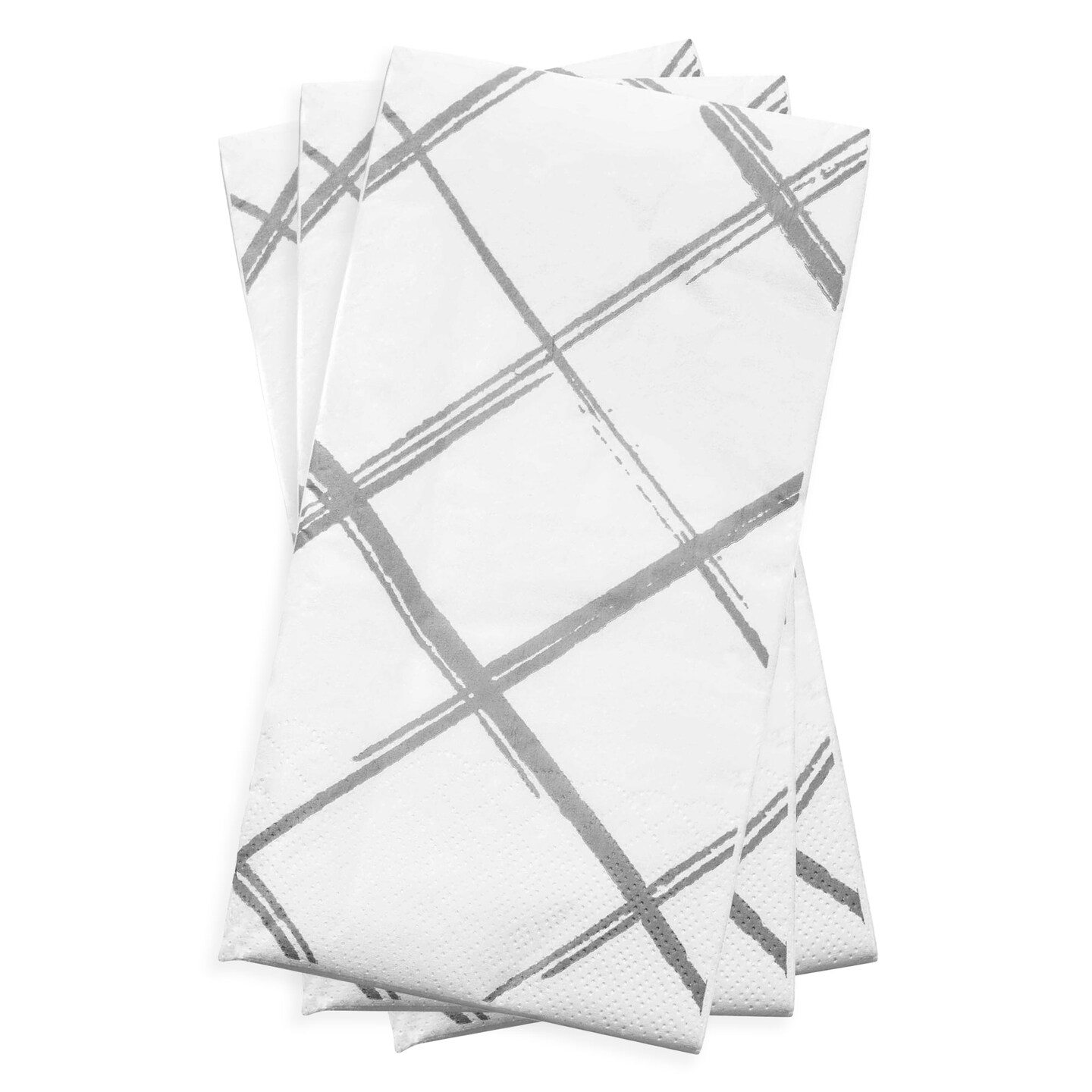 Durable White with Silver Diamond Paper Dinner Napkins (600 Napkins)