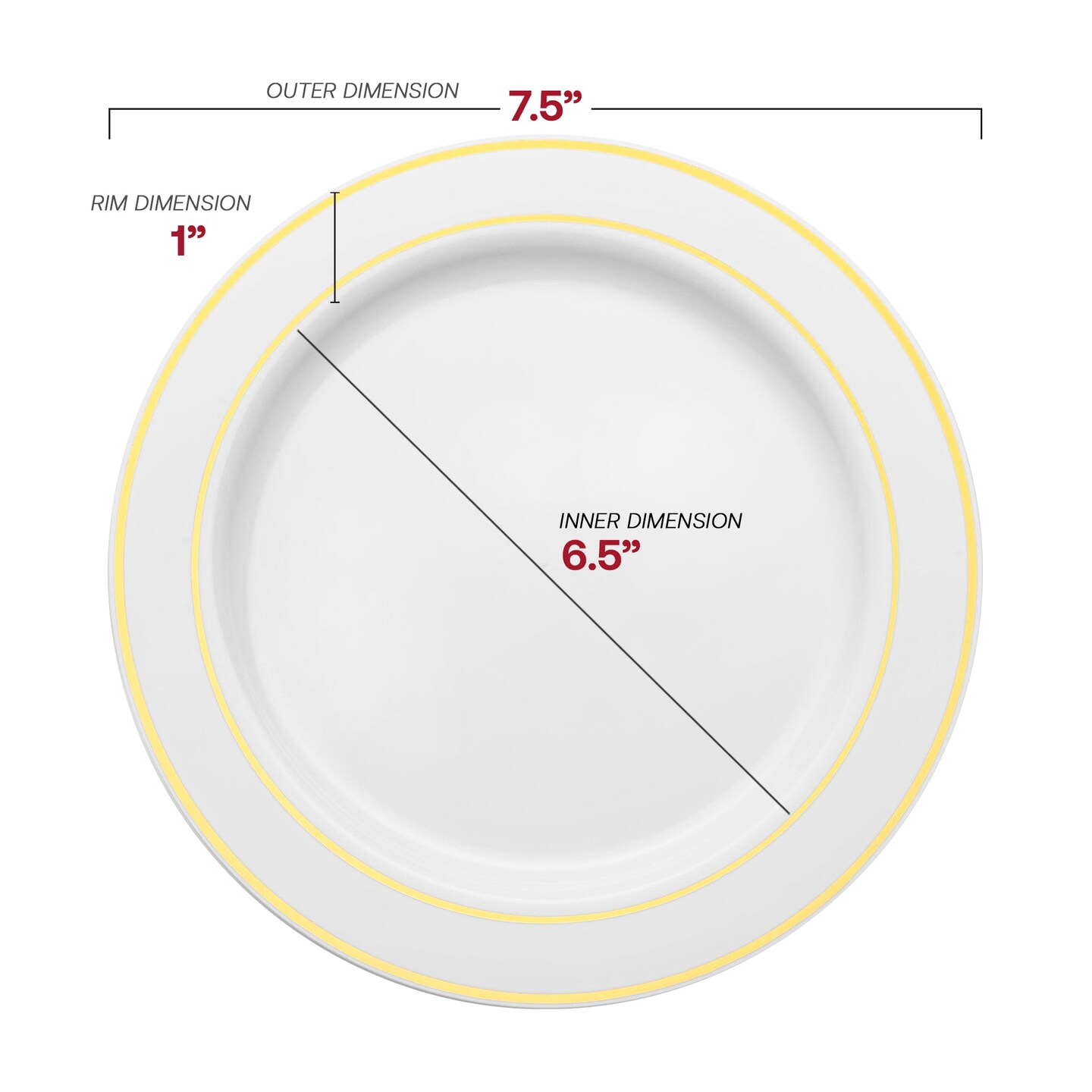 White with Gold Edge Rim Plastic Dinnerware Value Set (120 Guests)